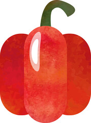 Colorful watercolor texture food ingredient vegetable red pepper