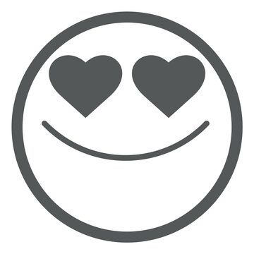 Heart Eyes Face. Round Line Emoji In Love