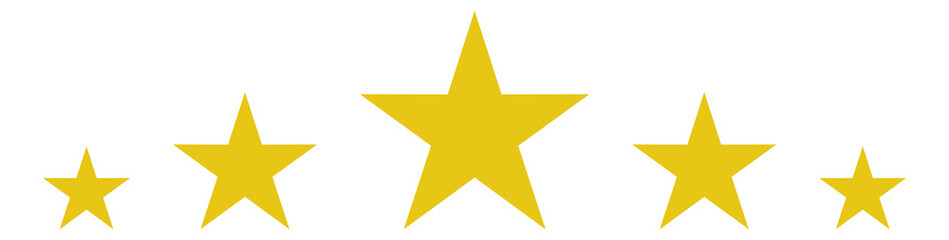 Five golden stars. Celebration decorative element. Success symbol