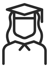 Woman in bachelor cap. Student icon. Graduation symbol