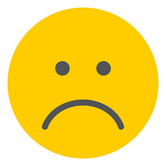 Sad emoticon. Unhappy face icon. Yellow flat emoji