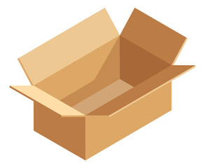 Empty cardboard box. Open cargo package. Moving parcel