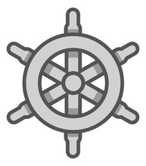 Obraz premium Ship steering wheel icon. Nautical course control symbol