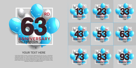 set of anniversary with colorful balloons can be use for celebration moment
