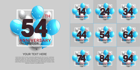 set of anniversary with colorful balloons can be use for celebration moment