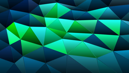 abstract vector stained-glass triangle mosaic background - blue and green