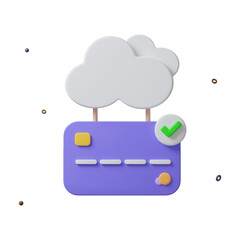 Credit card with cloud. online shopping concept. Marketing time banner template. 3D icon Rendering illustration