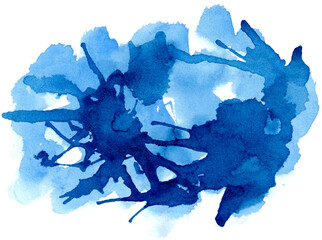 水彩テクスチャ　青と水色の抽象的な背景装飾　爽やか　瑞々しい　鮮やか　滲み
