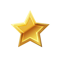 Gold shiny glitter glowing christmas star with shadow isolated on white background. Vector illustration.