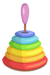 Pyramid toy. Color rings on stick puzzle for kid education