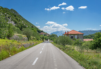 Beautiful rural road in the Croatian mountains.
