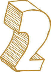 3D hand drawn style letter typographic number