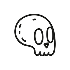 Fototapeta premium Hand drawn cartoon skull. Funny cartoon skull isolated on white background. Vector illustration. Doodle skull. Haloween doodle