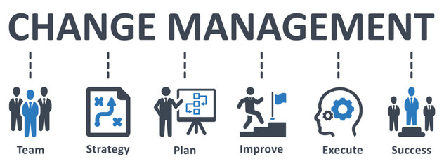 Change Management icon - vector illustration . Change, management, team, strategy, plan, improve, engage, execute, measure, infographic, template, presentation, concept, banner, icon set, icons .