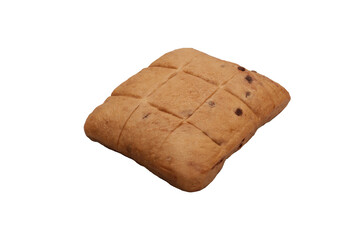 Raw buns with Belgian chocolate isolated on white background. Baking for home cooking in the oven bought in a grocery supermarket.