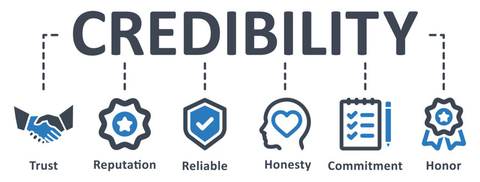 Credibility icon - vector illustration . credibility, integrity, trust, reliable, commitment, regard, reputation, infographic, template, presentation, concept, banner, pictogram, icon set, icons .