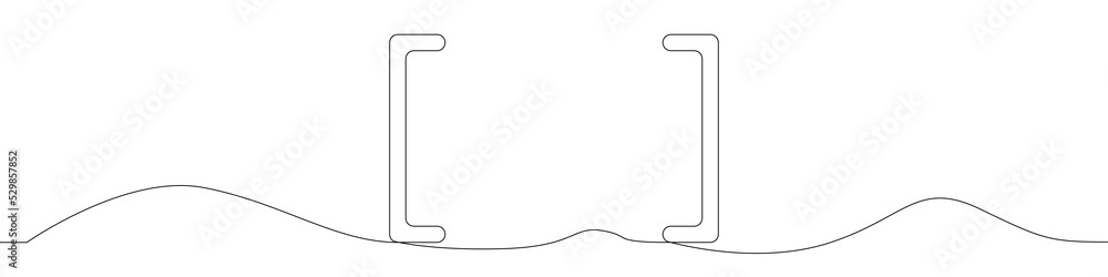 Poster square brackets icon line continuous drawing vector. one line square brackets icon vector background
