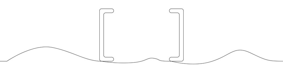 Square brackets icon line continuous drawing vector. One line Square brackets icon vector background. Square brackets. Continuous outline of a Square brackets gender icon.
