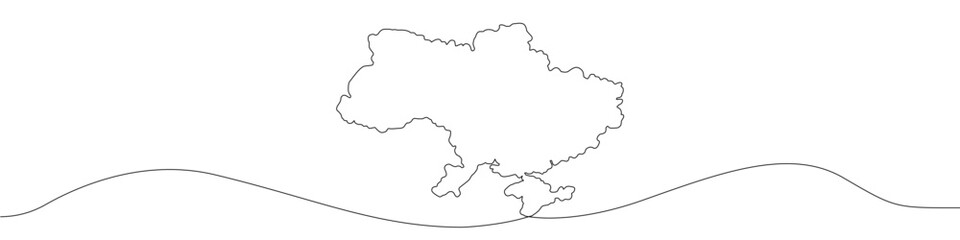 Map of Ukraine icon line continuous drawing vector. One line Map of Ukraine icon vector background. Map of Ukraine. Continuous outline of a Map of Ukraine icon.
