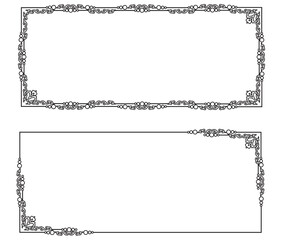 Frame border ornament. Calligraphic text divider, border, separator decor design. Antique vintage victorian elegant decoration element. Filigree frame ornament line. Hand drawn vector illustration