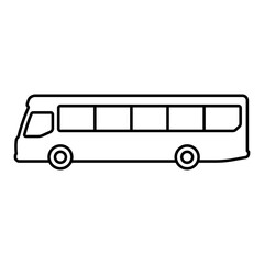 Bus icon. Black contour linear silhouette. Side view. Editable strokes. Vector simple flat graphic illustration. Isolated object on a white background. Isolate.