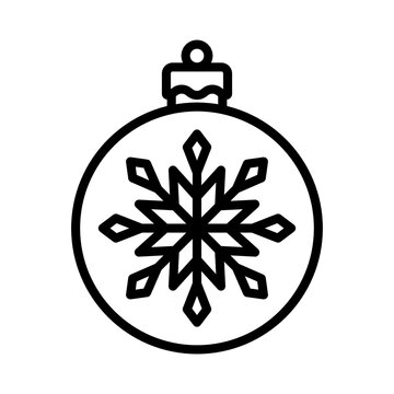 Christmas ball icon. Christmas tree toy. Black contour linear silhouette. Front side view. Editable strokes. Vector simple flat graphic illustration. Isolated object on a white background. Isolate.