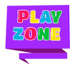 Play zone logo. Purple playroom sign. Kid area
