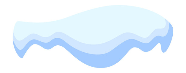 Snow pile. Hanging ice cap. Frozen water formation