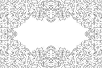 Art for coloring book with ornate vintage border
