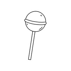 Lollipop isolated on white background. Vector hand-drawn illustration in doodle style. Sweet candy. Perfect for decorations, logo, various designs.