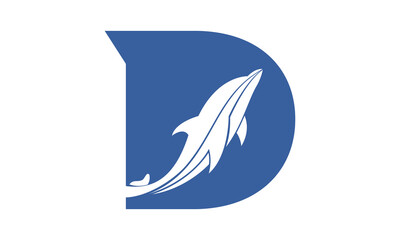 Letter D for dolphin vector design