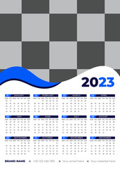  Calendar 2023 week start Sunday corporate design template vector. 