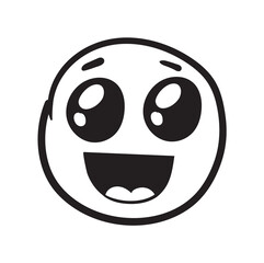 Doodle wow emoji. Icon drawn face outline, vector illustration