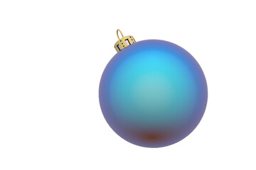 single matte turquoise shimmering christmastree ball rotated to the left isolated