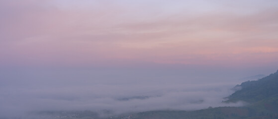 Valley Mountains and Sea of Fog at Sunrise