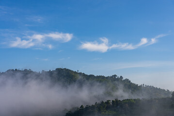 Mountains and Sea of Fog and Blue Sky