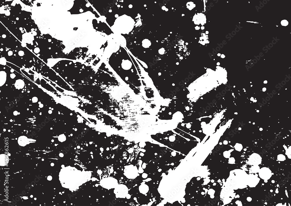 Poster abstract vector paint splatter isolated on black background. distressed overlay texture. water splas