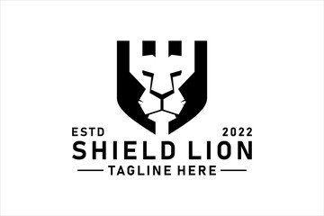 Geometrical Lion Shield logo design template.