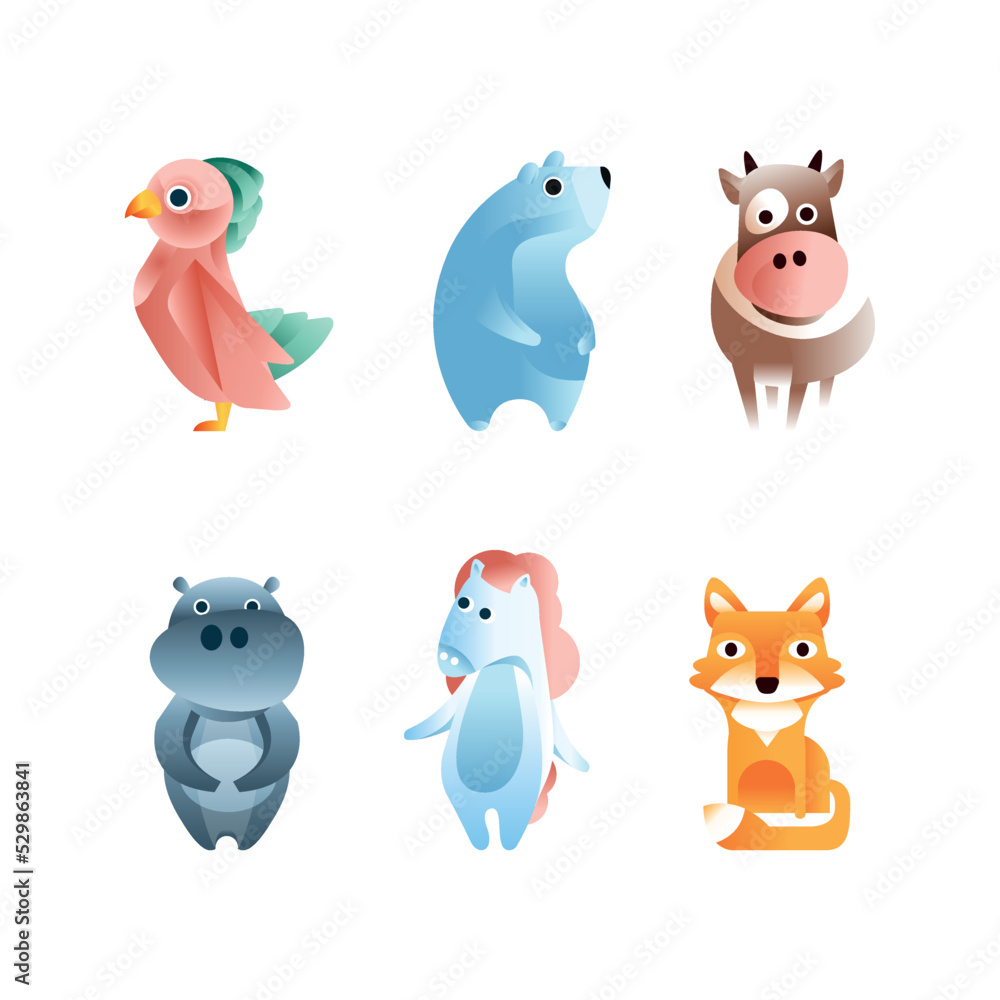Poster animal created from overlapping gradient shapes vector set