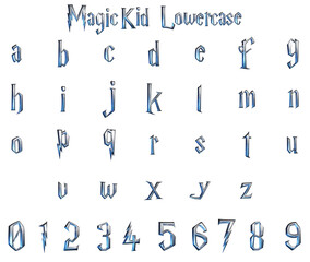 Magic Kid 3D alphabet on transparent background