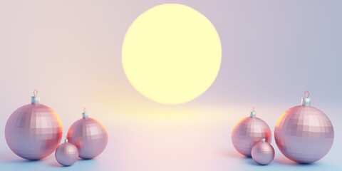 Merry Christmas and Happy New Year banner. 3D illustration. 3D render.