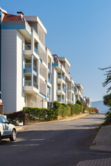 Modern apartment buildings. Residential area.
