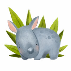 rhinoceros for child, illustration isolated on white  