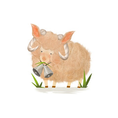 sheep for child, illustration isolated on white  