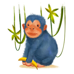 monkey for child, illustration isolated on white  