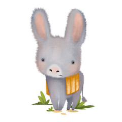 cute donkey baby, illustration isolated on white  