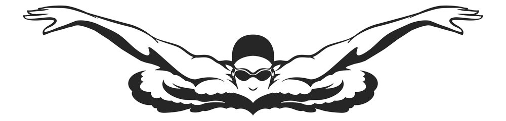 Swimming man icon. Professional swimmer symbol. Pool logo