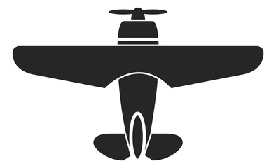Airplane icon. Old biplane black silhouette. Air craft sign © vectortatu