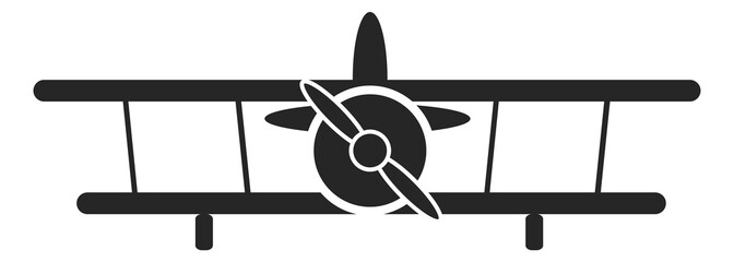 Retro plane with propeller. Farming airplane front logo © vectortatu