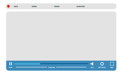 Media player frame. Video and audio app blank template